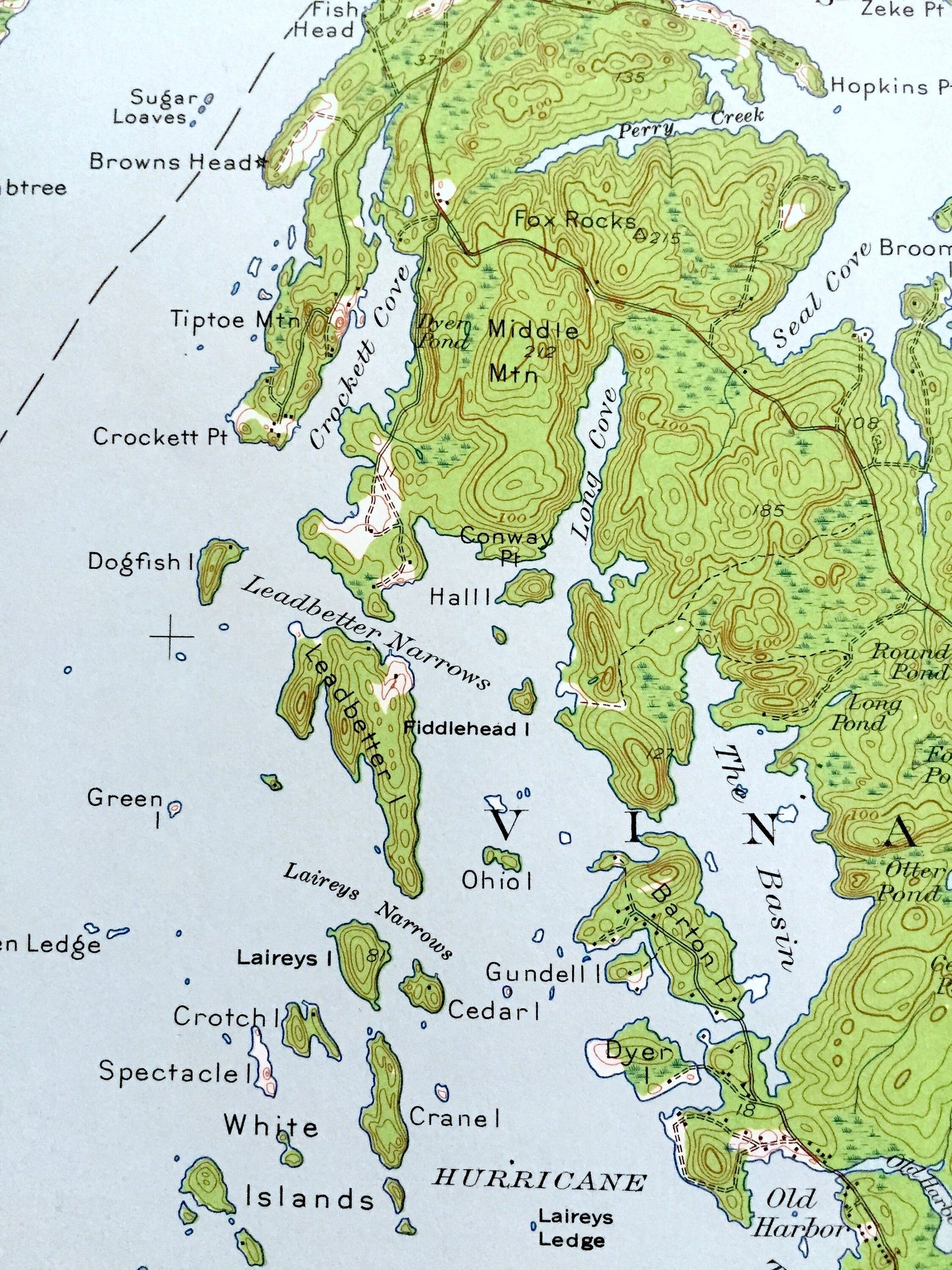 Antique Vinalhaven, Maine 1941 US Geological Survey Topographic Map – Isleboro, Deer Isle, North Haven, Isle Au Haut Bay, Knox, Hancock, ME
