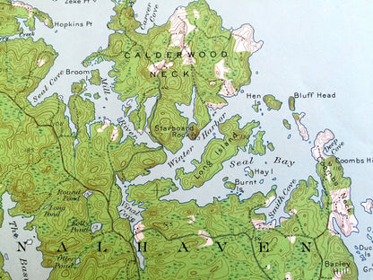 Antique Vinalhaven, Maine 1941 US Geological Survey Topographic Map – Isleboro, Deer Isle, North Haven, Isle Au Haut Bay, Knox, Hancock, ME