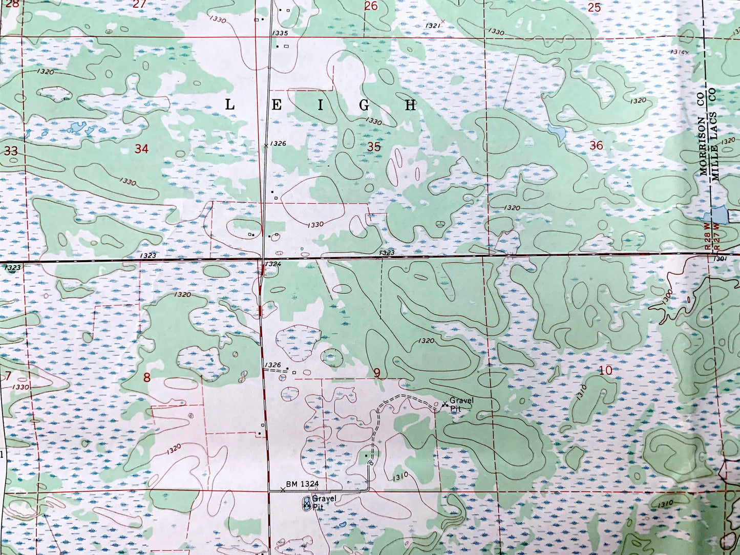 Antique Ramey NE, Minnesota 1968 US Geological Survey Topographic Map – Morrison, Mille Lacs County, Leigh, Bradbury, Mount Morris, Lakin MN