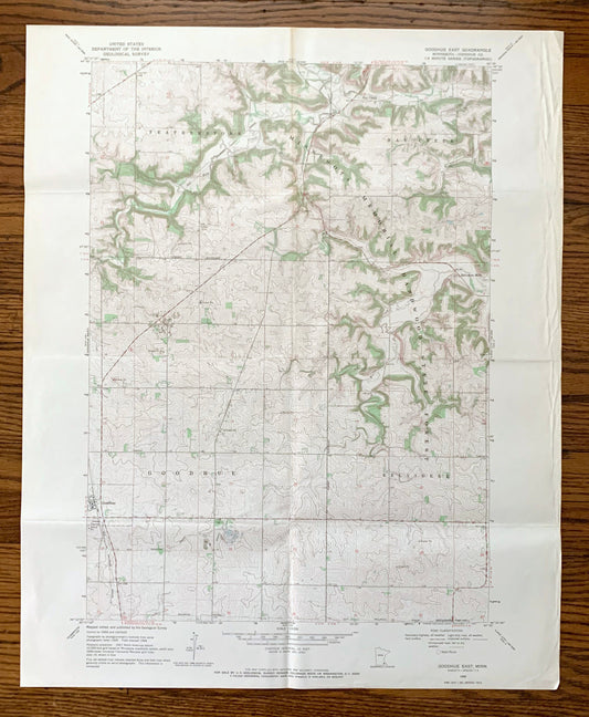 Antique Goodhue East, Minnesota 1968 US Geological Survey Topographic Map – Goodhue County, Featherstone, Hay Creek, Belvidere, MN