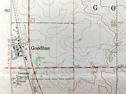 Antique Goodhue East, Minnesota 1968 US Geological Survey Topographic Map – Goodhue County, Featherstone, Hay Creek, Belvidere, MN