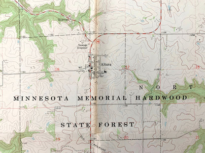Antique Altura, Minnesota 1972 US Geological Survey Topographic Map – Winona County, Mount Vernon, Elba, Memorial Hardwood State Forest, MN