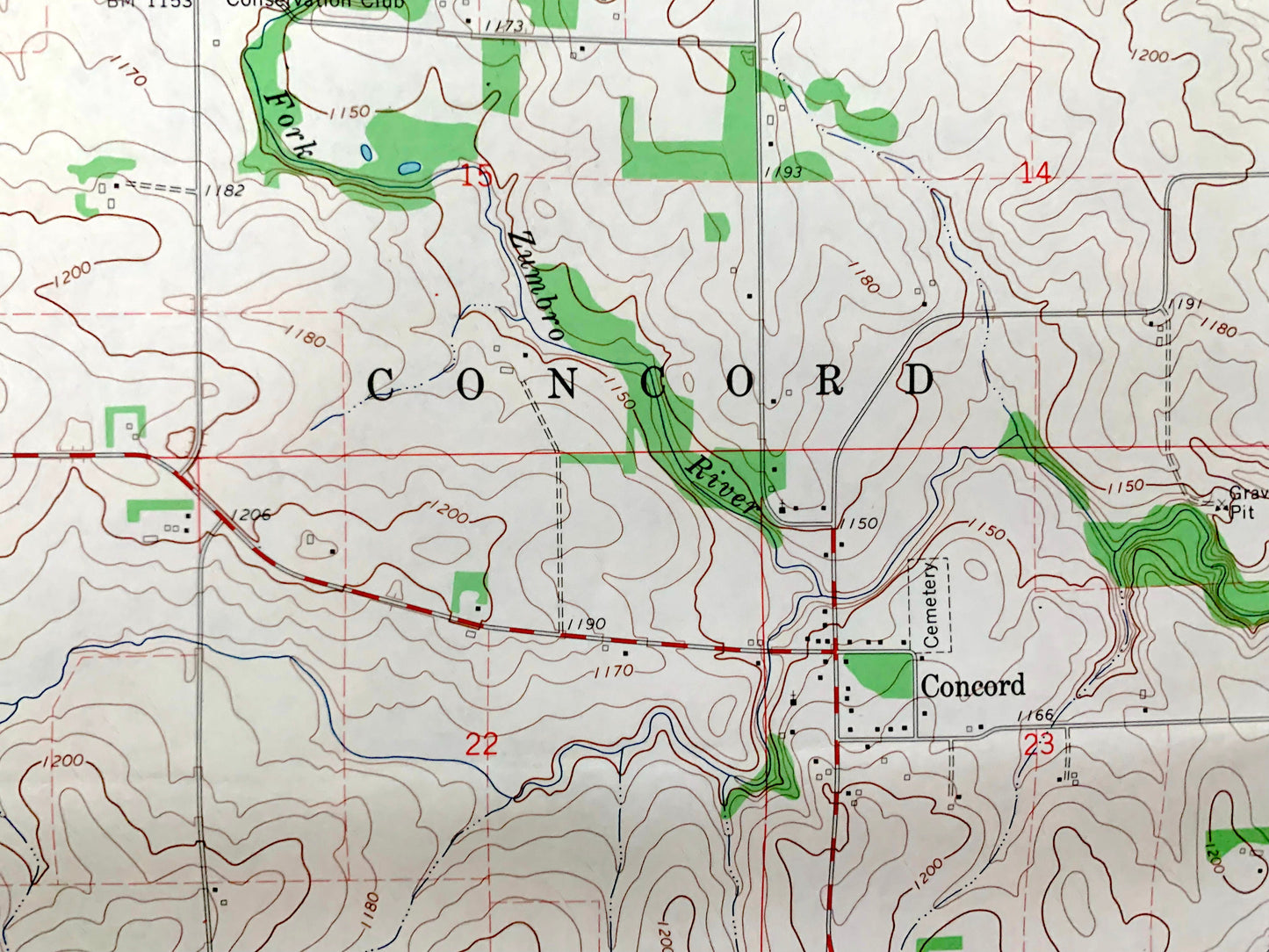 Antique Concord, Minnesota 1965 US Geological Survey Topographic Map – Goodhue, Dodge County, Cherry Grove, Roscoe, Milton, Berne, MN