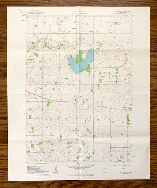 Antique Owatonna SE, Minnesota 1962 US Geological Survey Topographic Map – Steele, Dodge County, Merton, Ellington, Havana, Claremont, MN