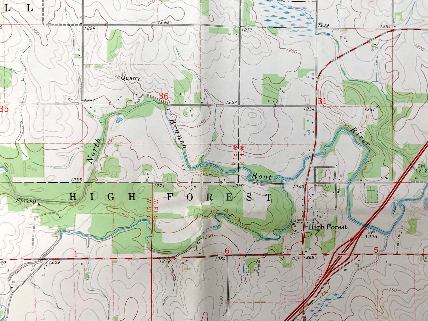 Antique High Forest, Minnesota 1974 US Geological Survey Topographic Map – Olmsted, Mower County, Rock Dell, Pleasant Valley, Racine, MN