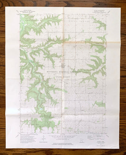 Antique Altura, Minnesota 1972 US Geological Survey Topographic Map – Winona County, Mount Vernon, Elba, Memorial Hardwood State Forest, MN