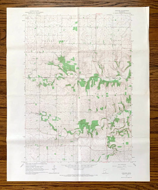 Antique Concord, Minnesota 1965 US Geological Survey Topographic Map – Goodhue, Dodge County, Cherry Grove, Roscoe, Milton, Berne, MN