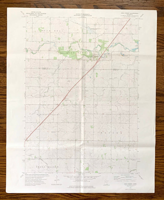Antique High Forest, Minnesota 1974 US Geological Survey Topographic Map – Olmsted, Mower County, Rock Dell, Pleasant Valley, Racine, MN