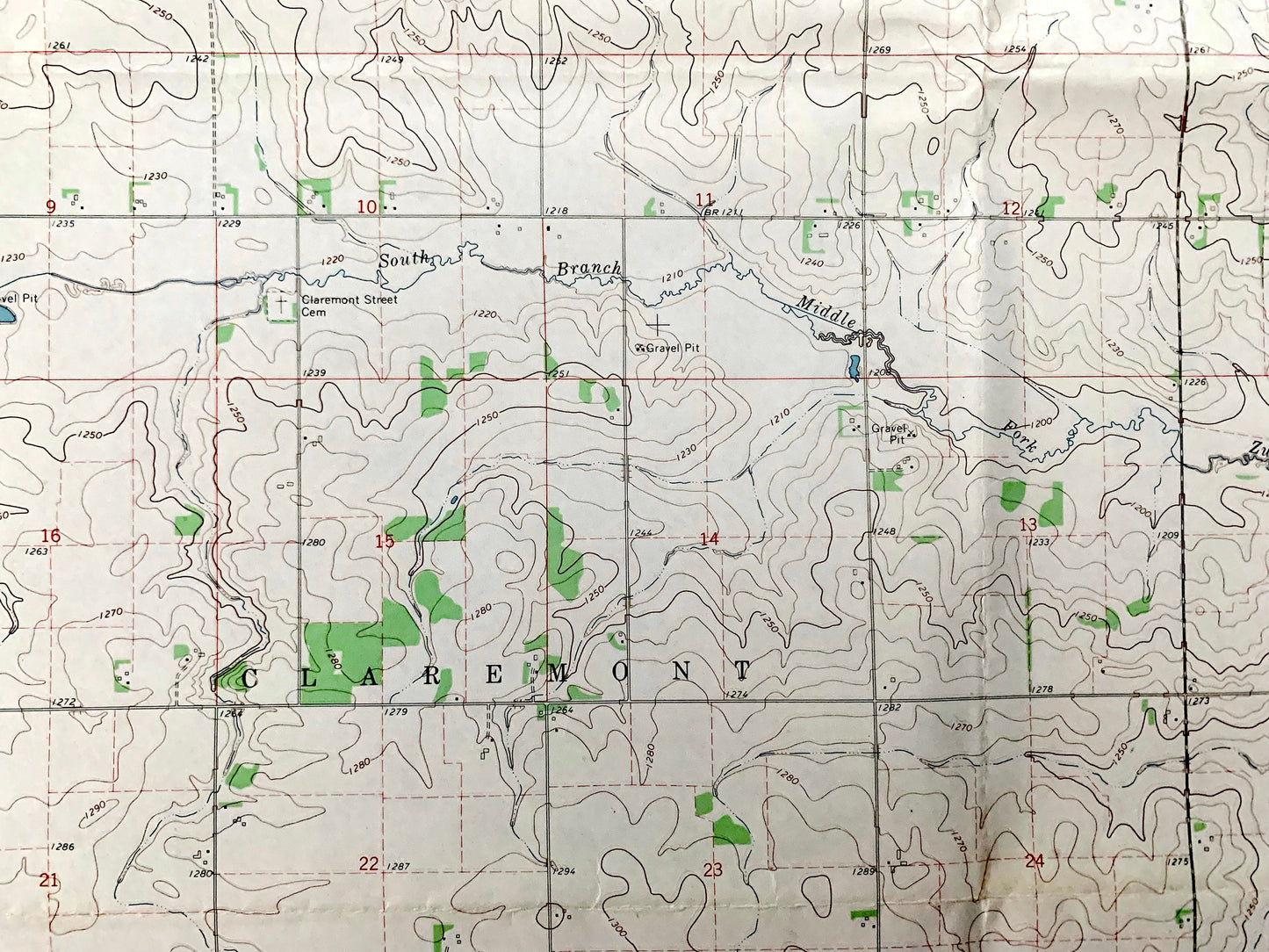 Antique Claremont, Minnesota 1965 US Geological Survey Topographic Map – Dodge County, Ellington, Concord, Wasioja, Ripley, Ashland, MN