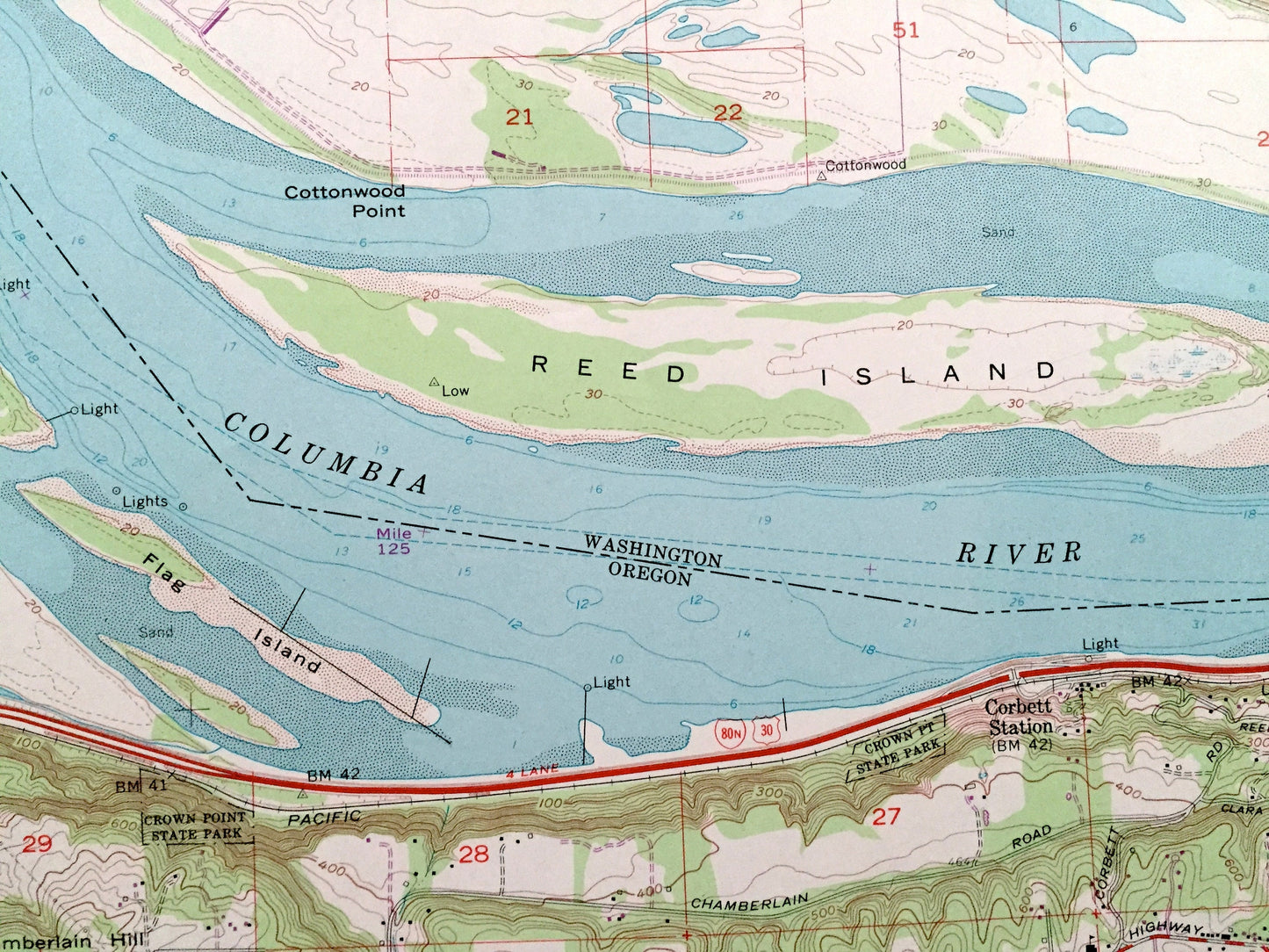 Antique Washougal, Washington 1961 US Geological Survey Topographic Map – Clark County, Camas, Mt Pleasant, WA, Multnomah County, Corbett OR