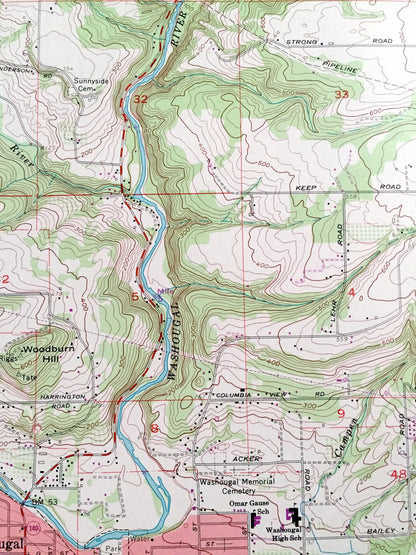 Antique Washougal, Washington 1961 US Geological Survey Topographic Map – Clark County, Camas, Mt Pleasant, WA, Multnomah County, Corbett OR