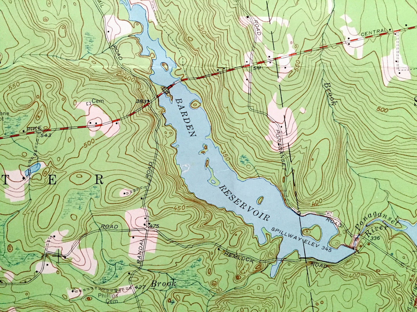 Antique Clayville, Rhode Island 1955 US Geological Survey Topographic Map – Providence County, Glocester, Foster, Scituate, Barden, Chopmist