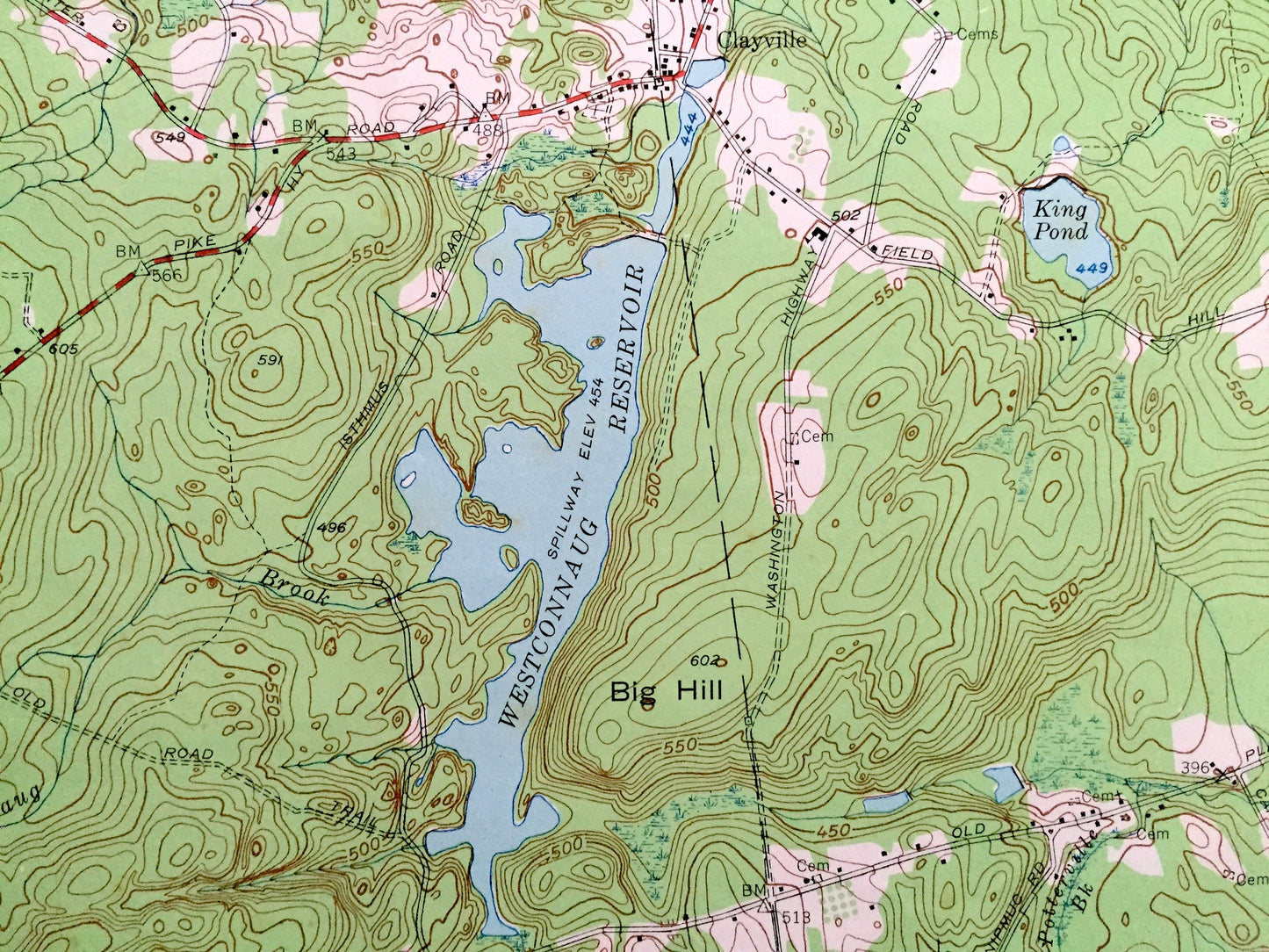 Antique Clayville, Rhode Island 1955 US Geological Survey Topographic Map – Providence County, Glocester, Foster, Scituate, Barden, Chopmist