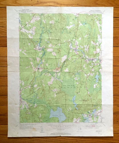 Antique Carolina, Rhode Island 1953 US Geological Survey Topographic Map – Washington County, Hopkinton, Charlestown, Richmond, Westerly, RI
