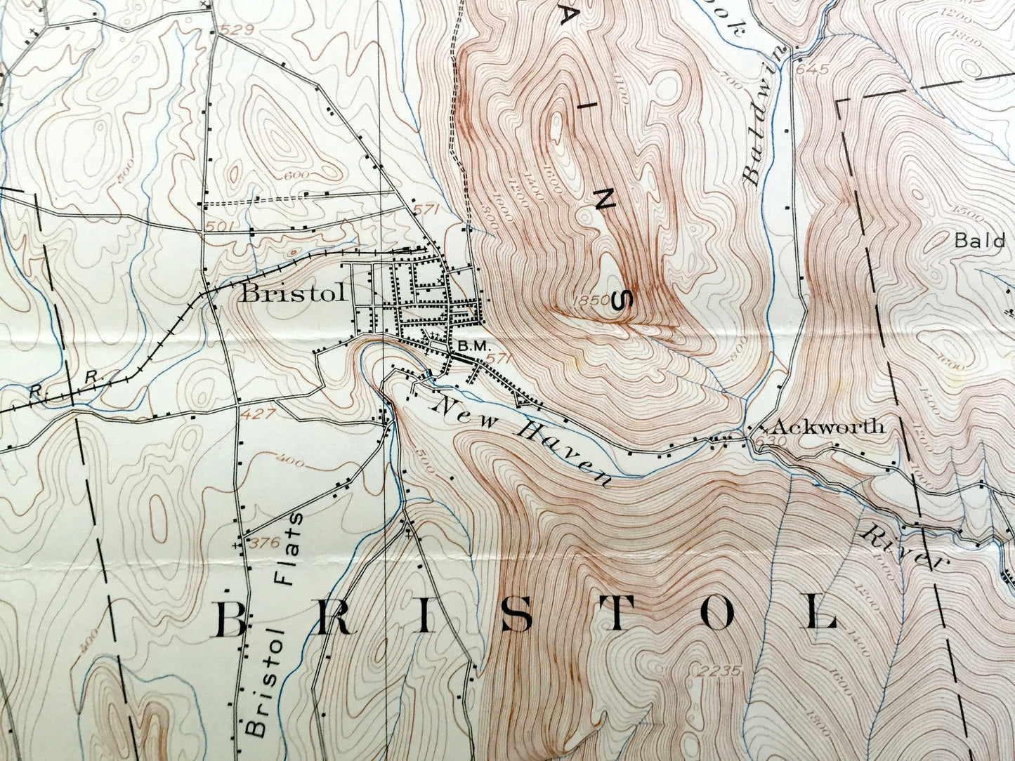 Antique Middlebury, Vermont 1903 US Geological Survey Topographic Map – Monkton, Ferrisburg, Starksboro, Bristol, New Haven, Weybridge, VT