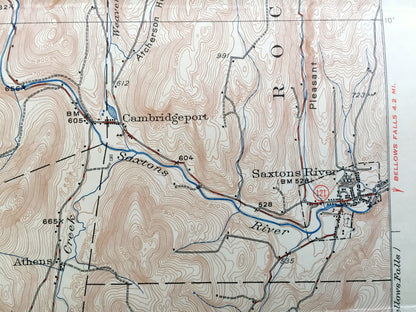Antique Saxtons River, Vermont 1933 US Geological Survey Topographic Map – Grafton, Windham, Athens, Westminster, Townshend, Brookline, VT