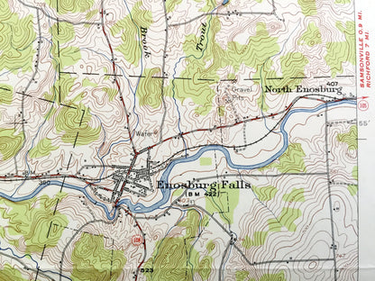 Antique Enosburg Falls, Vermont 1953 US Geological Survey Topographic Map – Sheldon, Fairfield, Berkshire, Bakersfield, Albans Lake Carmi VT