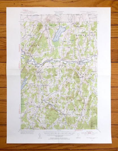 Antique Enosburg Falls, Vermont 1953 US Geological Survey Topographic Map – Sheldon, Fairfield, Berkshire, Bakersfield, Albans Lake Carmi VT