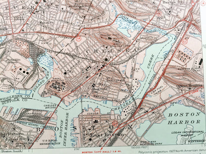Antique Boston North, Massachusetts 1946 US Geological Survey Topographic Map – Somerville, Everett, Melrose, Saugus, Stoneham, Wakefield MA