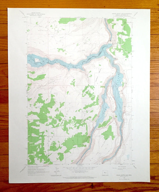 Antique Round Butte Dam, Oregon 1962 US Geological Survey Topographic Map – Jefferson County, Grandview, Cove Palisades State Park, OR