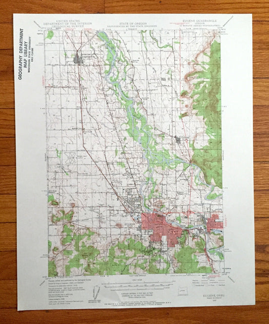 Antique Eugene, Oregon 1946 US Geological Survey Topographic Map – Linn, Lane County, Junction City, Coburg, Meadow View, Springfield, OR
