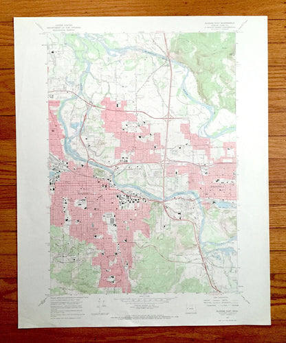 Antique Eugene East, Oregon 1967 US Geological Survey Topographic Map – Lane County, Springfield, Judkins, Glenwood, Springfield Junction OR