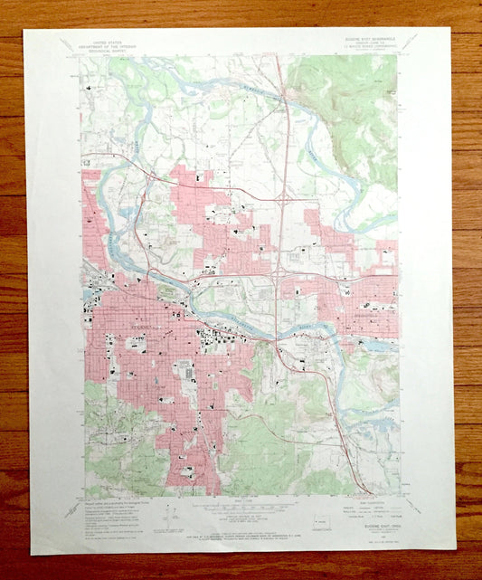 Antique Eugene East, Oregon 1967 US Geological Survey Topographic Map – Lane County, Springfield, Judkins, Glenwood, Springfield Junction OR