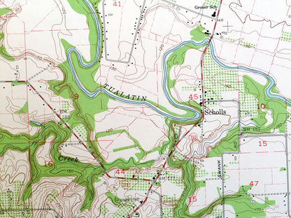 Antique Scholls, Oregon 1961 US Geological Survey Topographic Map – Yamhill, Washington County, Farmington, Reedville, Laurel, Kinton, OR