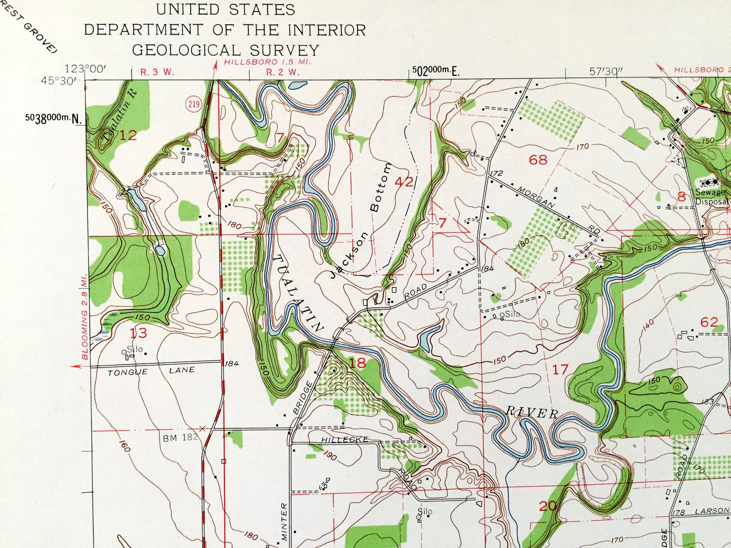 Antique Scholls, Oregon 1961 US Geological Survey Topographic Map – Yamhill, Washington County, Farmington, Reedville, Laurel, Kinton, OR