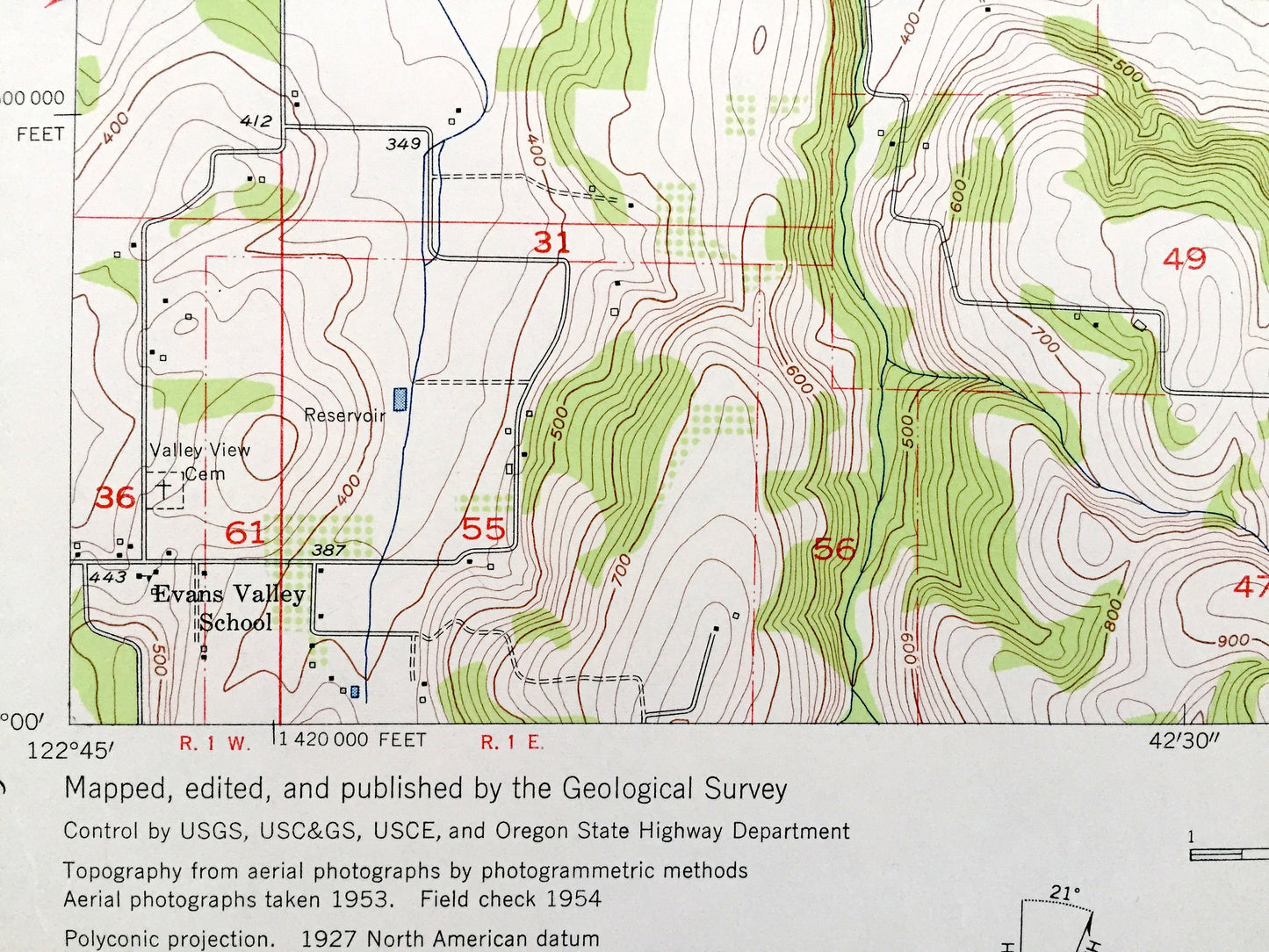 Antique Scotts Mills, Oregon 1954 US Geological Survey Topographic Map – Clackamas, Marion County, Monitor, Gladtidings, Marquam, Oaklawn OR