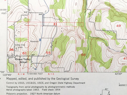 Antique Scotts Mills, Oregon 1954 US Geological Survey Topographic Map – Clackamas, Marion County, Monitor, Gladtidings, Marquam, Oaklawn OR