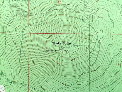 Antique Shake Butte, Oregon 1966 US Geological Survey Topographic Map – Lake, Klamath County, Fremont National Forest, Squaw Flat, OR