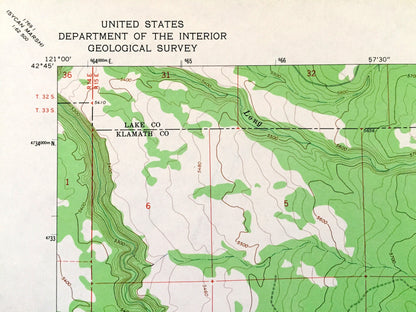 Antique Shake Butte, Oregon 1966 US Geological Survey Topographic Map – Lake, Klamath County, Fremont National Forest, Squaw Flat, OR