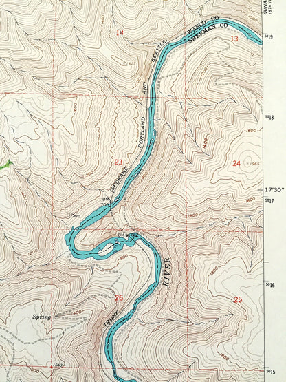 Antique Sherars Bridge, Oregon 1962 US Geological Survey Topographic Map – Wasco, Sherman County, Sherar, Tygh Ridge, Deschutes River, OR