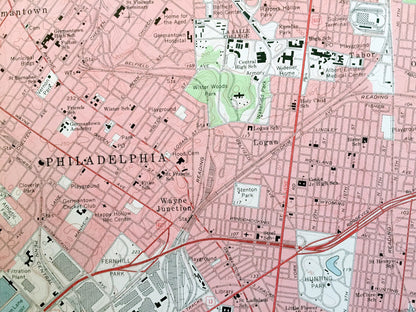 Antique Germantown, Pennsylvania 1967 US Geological Survey Topographic Map – Montgomery, Philadelphia County, Whitemarsh, Lower Merion, PA