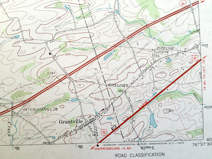Antique Grantville, Pennsylvania 1969 US Geological Survey Topographic Map – Dauphin, Lebanon County, Jefferson, Rush, Cold Spring, PA