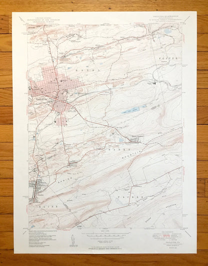 Antique Hazleton, Pennsylvania 1950 US Geological Survey Topographic Map - Luzerne, Carbon, Schuylkill County, Foster, Banks, Packer, PA