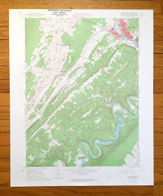 Antique Huntingdon, Pennsylvania 1963 US Geological Survey Topographic Map - Huntingdon County, Porter, Walker, Smithfield, Juniata, PA