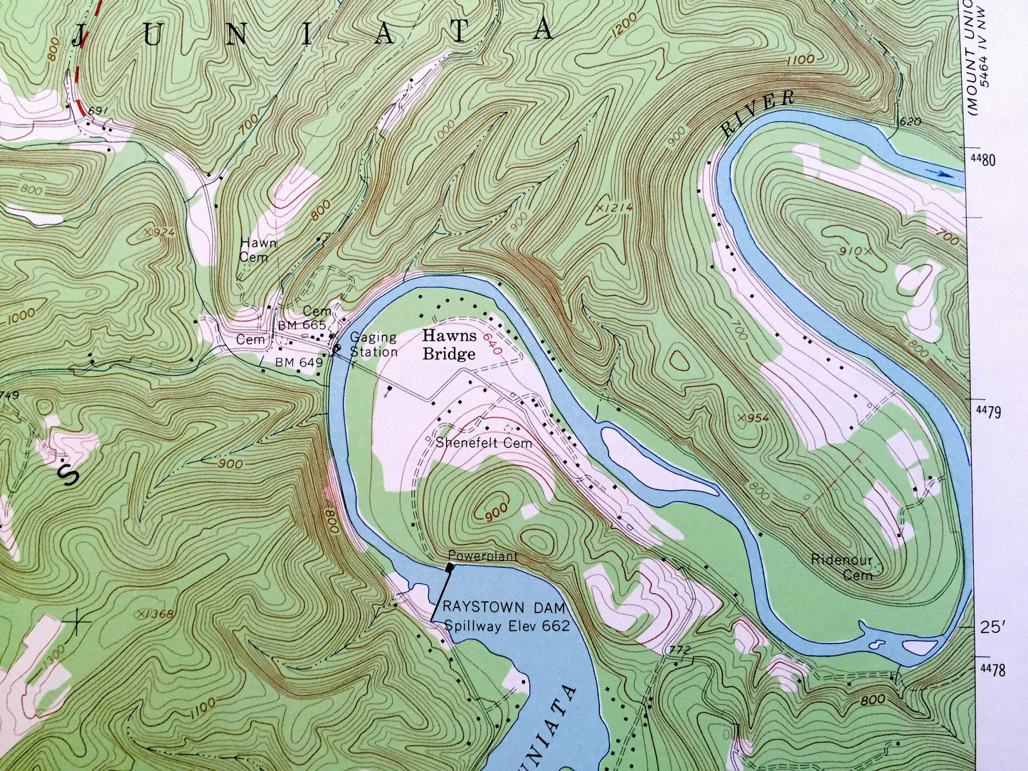 Antique Huntingdon, Pennsylvania 1963 US Geological Survey Topographic Map - Huntingdon County, Porter, Walker, Smithfield, Juniata, PA