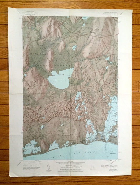 Antique Kingston, Rhode Island 1957 US Geological Survey Topographic Map – Washington County, Wakefield, Peace Dale Point Judith Matunuck RI