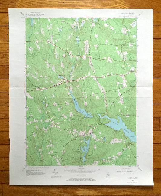 Antique Clayville, Rhode Island 1955 US Geological Survey Topographic Map – Providence County, Glocester, Foster, Scituate, Barden, Chopmist