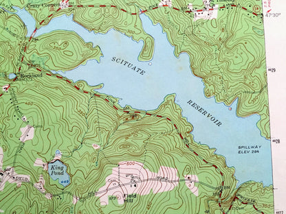 Antique Clayville, Rhode Island 1955 US Geological Survey Topographic Map – Providence County, Glocester, Foster, Scituate, Barden, Chopmist