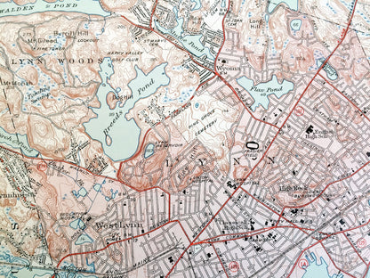 Antique Lynn, Massachusetts 1946 US Geological Survey Topographic Map – Suffolk, Essex County, Peabody, Salem, Marblehead, Swampscott, MA