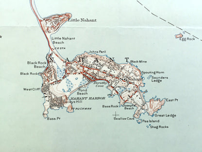 Antique Lynn, Massachusetts 1946 US Geological Survey Topographic Map – Suffolk, Essex County, Peabody, Salem, Marblehead, Swampscott, MA