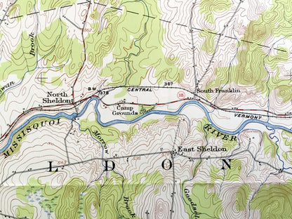 Antique Enosburg Falls, Vermont 1953 US Geological Survey Topographic Map – Sheldon, Fairfield, Berkshire, Bakersfield, Albans Lake Carmi VT