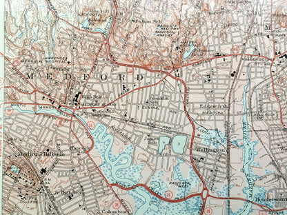 Antique Boston North, Massachusetts 1946 US Geological Survey Topographic Map – Somerville, Everett, Melrose, Saugus, Stoneham, Wakefield MA