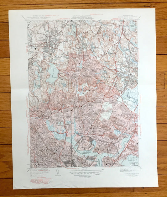 Antique Boston North, Massachusetts 1946 US Geological Survey Topographic Map – Somerville, Everett, Melrose, Saugus, Stoneham, Wakefield MA
