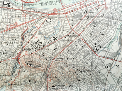 Antique Boston, Massachusetts 1946 US Geological Survey Topographic Map – Quincy, Cambridge, Somerville, Jamaica Plain, Dorchester Milton MA