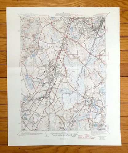 Antique Norwood, Massachusetts 1941 US Geological Survey Topographic Map – Westwood, Dedham, Canton, Walpole, Sharon, Stoughton, Boston, MA