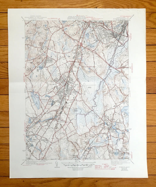 Antique Norwood, Massachusetts 1941 US Geological Survey Topographic Map – Westwood, Dedham, Canton, Walpole, Sharon, Stoughton, Boston, MA